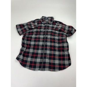 Chaps Women Plaid Collar Long Sleeve Full Zip Pockets Cotton Flannel Top 1x